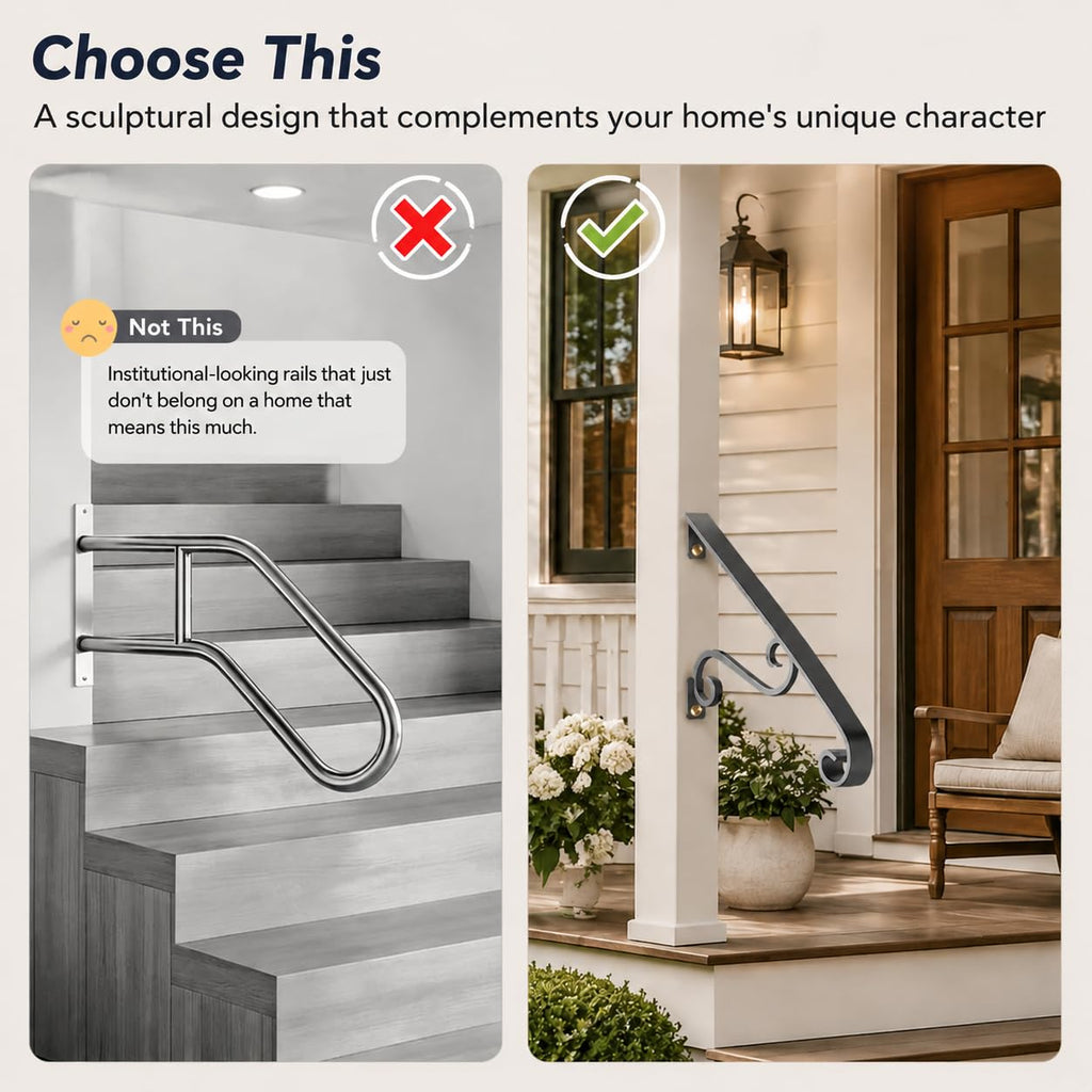 Outdoor Stair Handrails, 1-2 Steps Art Porch Handrails