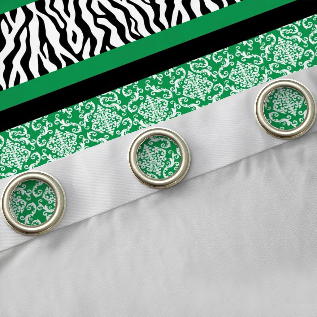 Boho Damask Blackout Curtains Black White Zebra Print Darkening Curtains Vintage Green Stripes Window Treatments
