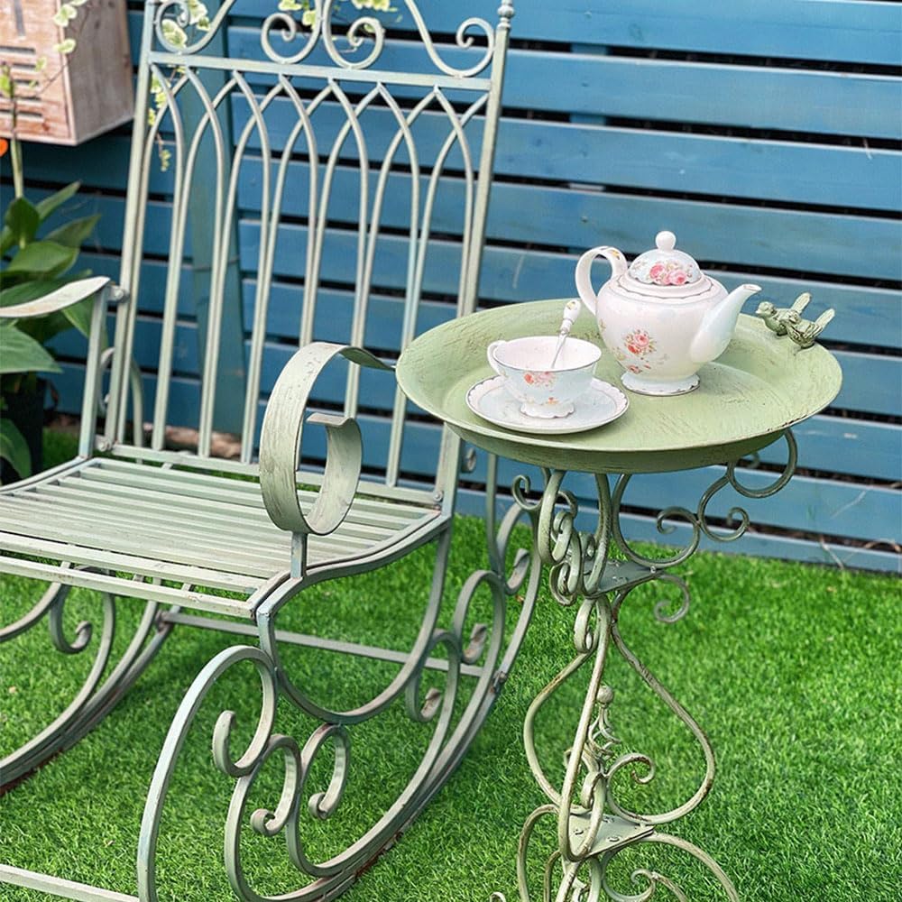 Wrought Iron Patio Vintage Rocking Chair, Single and Double Outdoor Garden Bench, Durable Metal Porch Furniture