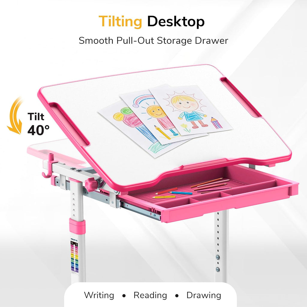 Kids Desk and Chair Set, Height Adjustable Sturdy, Girl Desk, Child Study Desk and Chair Set for Boys, Table for Art