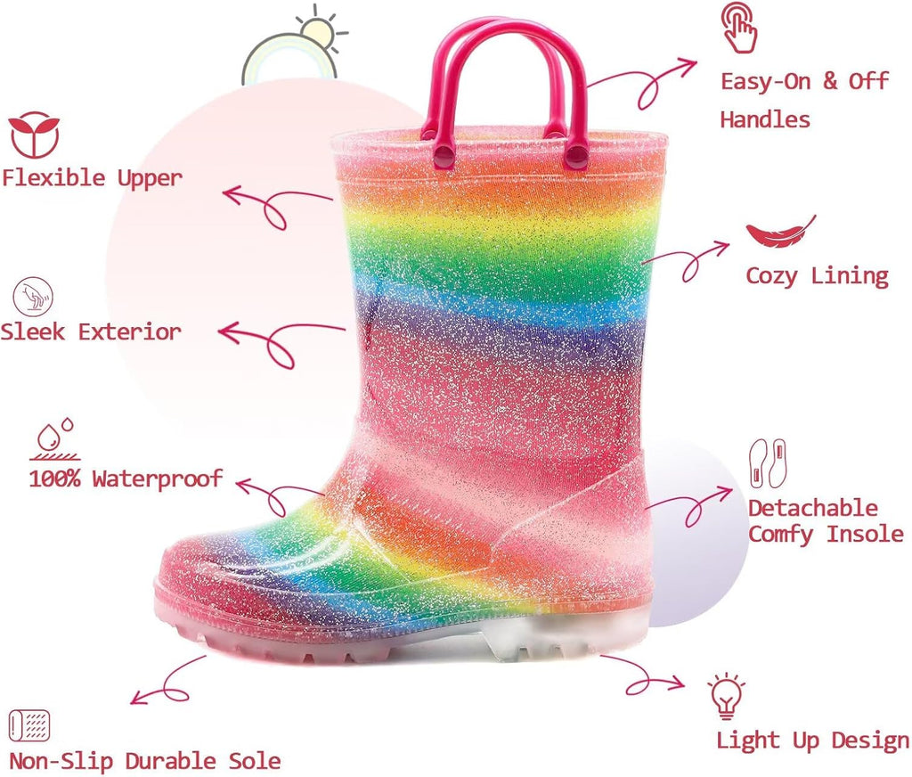Toddler Kids Light-Up Rain Boots