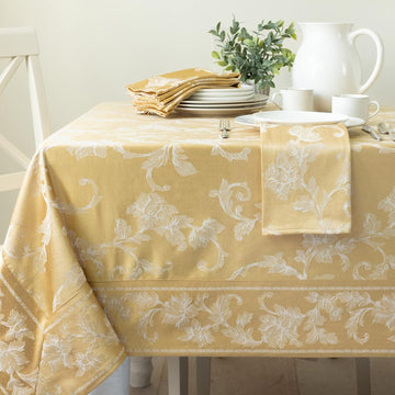 Harmony Scroll Woven Damask Fabric Tablecloth, Everyday, Parties, Special Occasions, Weddings and Ho