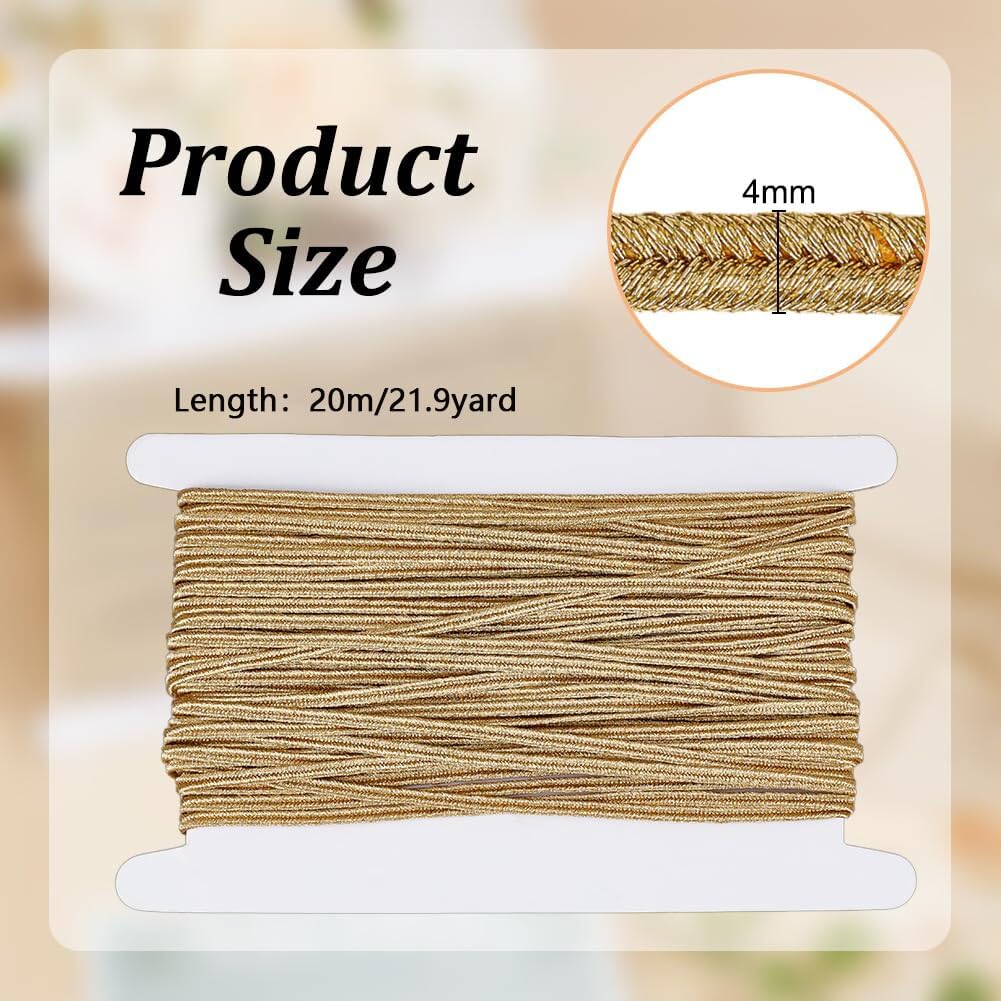 Goldenrod Braided Cord,21 Yard Flat Thread for Beading Quilting Trimming, Soutache Braid for Sewing, Crafts Supplies