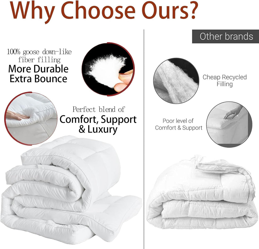 Luxury Hotel Sellected 3 Inch Mattress Topper, Goose-Down-Like Fiber Mattress Topper for Any Season Any Room, Ultra