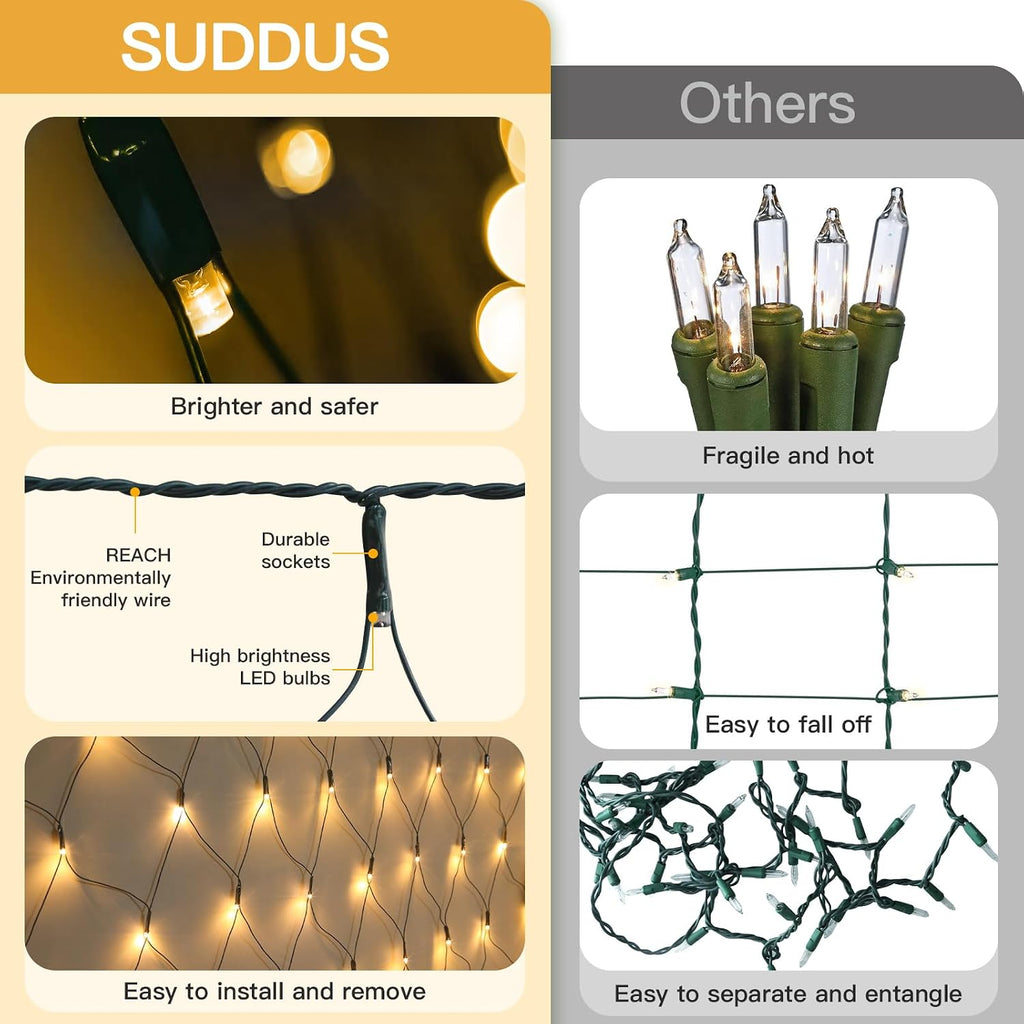 360 LED Christmas Net Light, Net Lights Outdoor,12ft x 5ft Bush Lights Outdoor Waterproof Connectable Green Wire