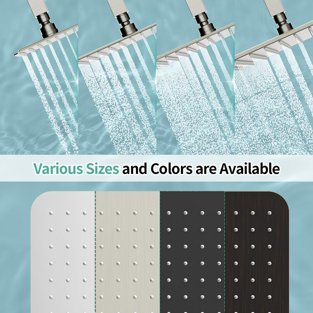 16 Inch Extra Large Rain Shower Head Brushed Nickel 304 Stainless Steel High Pressure Rainfall Showerhead Ultra Thin