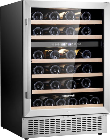 46 Bottle Dual Zone Compressor Wine Cooler Refrigerator, Large Freestanding Wine