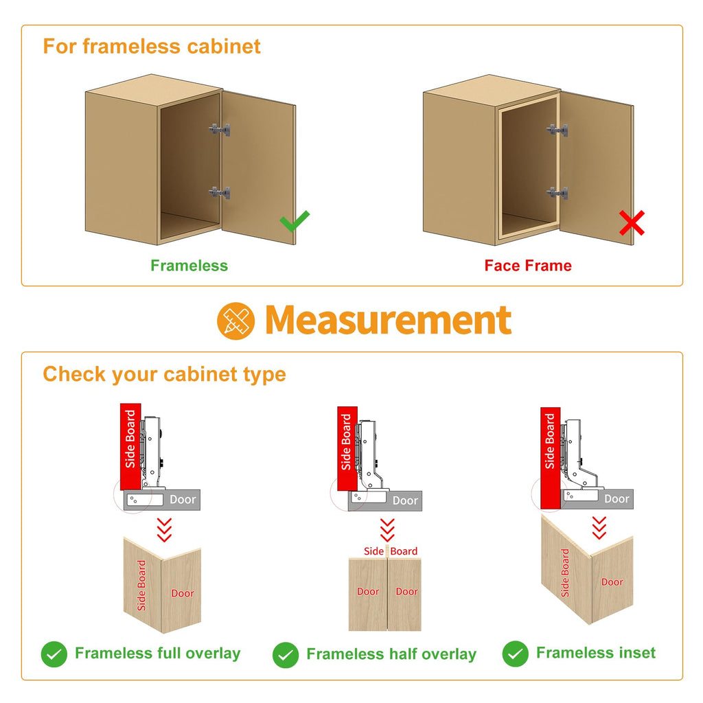 2 Pack Frameless Full Overlay Soft Close Concealed Hinges, Black Titanium Plated, Self Closing, 105° Open Angle 3D