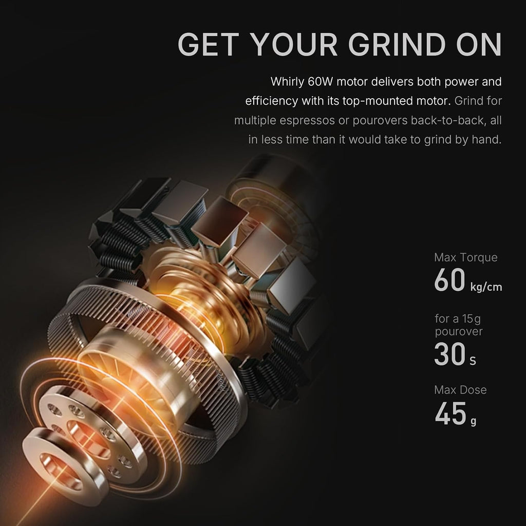 Burr Coffee Grinder, Portable Electric Grinder with Metal Body, 30 Precise Settings for Espresso to French Press, Low