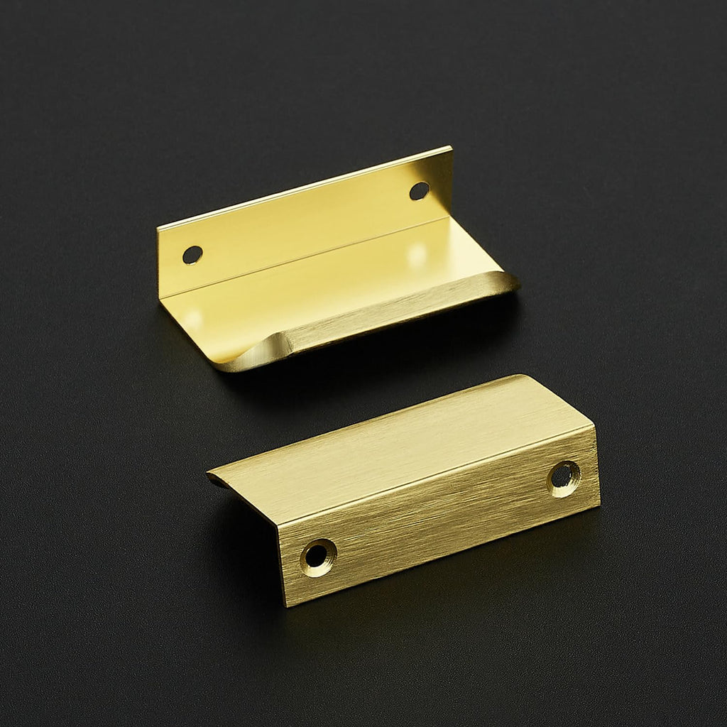 Gold Cabinet Handles Finger Edge Pulls 3 Inch CC 10 Pack