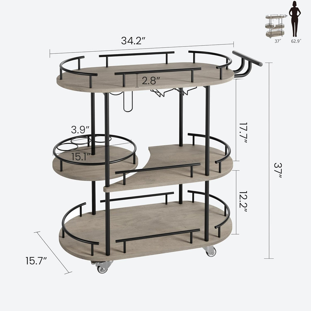Gold 4-Tier Bar Cart with Wine Rack & 360° Rotating Turntable | Marble-Patterned Shelves,Rolling,Lockable Casters
