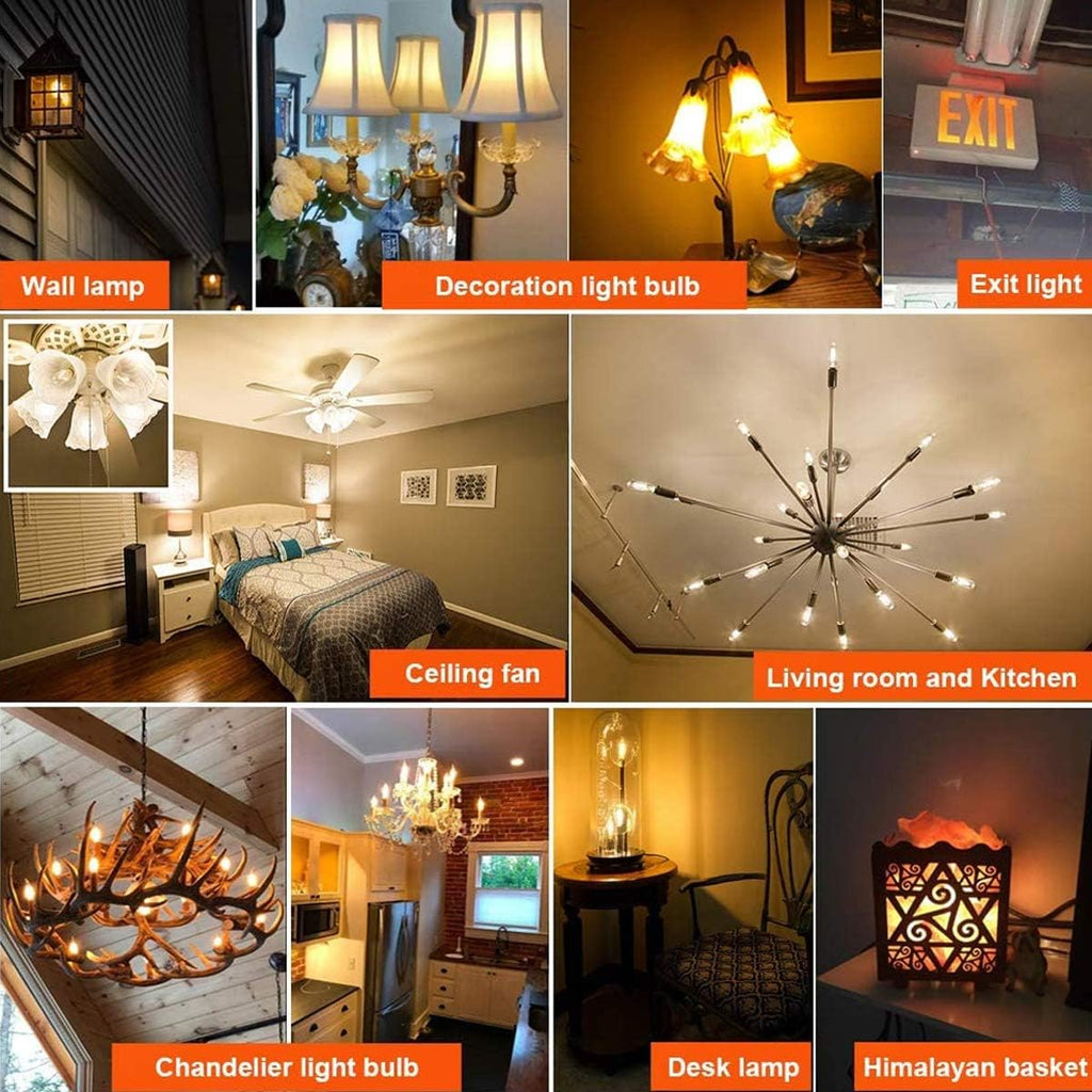 E12 25Watt Amber Light Bulbs,Low Wattage LED Filament Light Bulbs,2200K