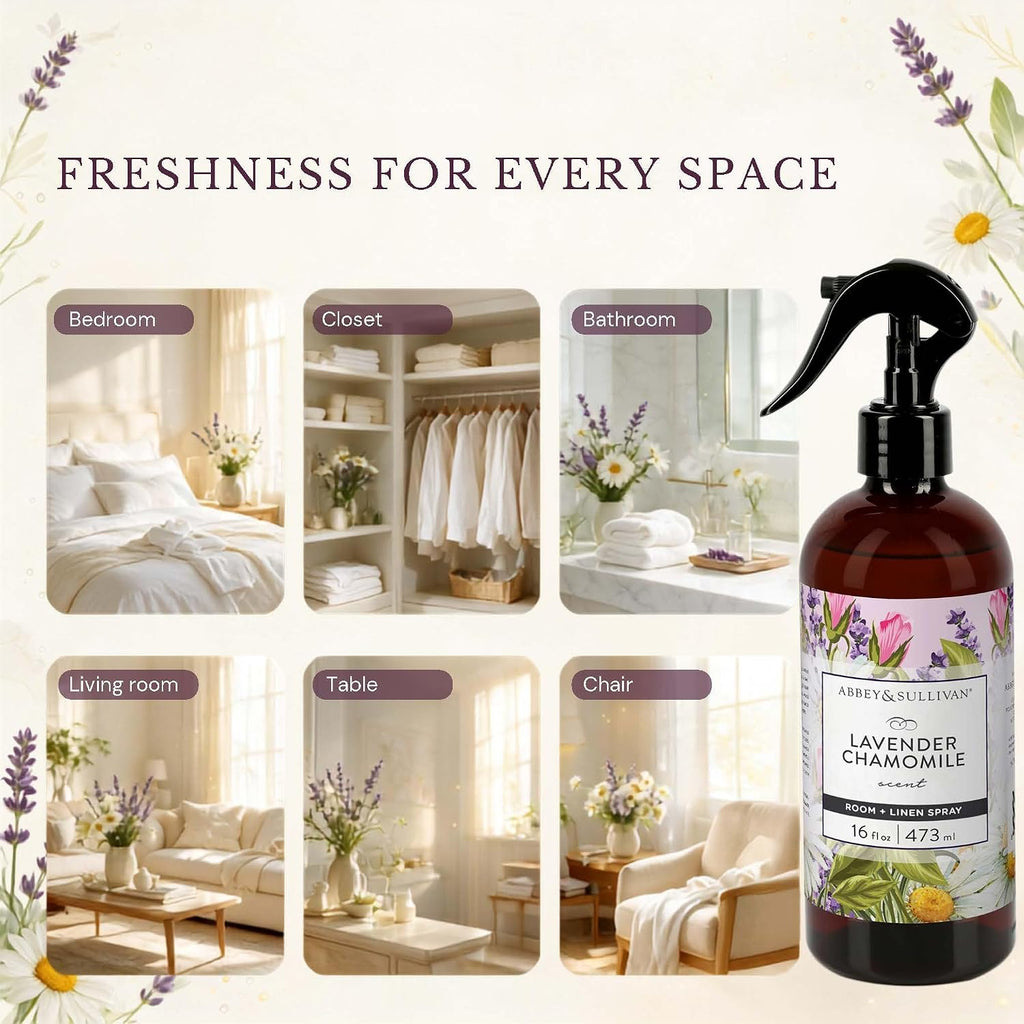 Linen Spray, Lavender Chamomile, Fabric Freshener and Fragrance Room Spray, 16 oz - Set of 2