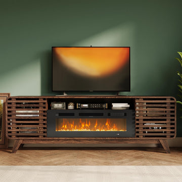 Fireplace TV Stand for 80" TVs, Walnut
