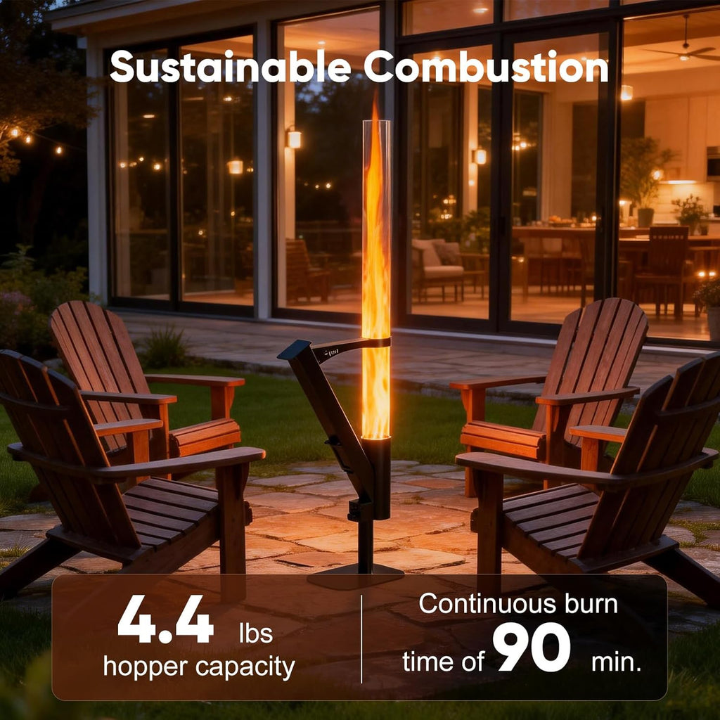 New Rocket Stove 58 Inch, Smokeless Wood Pellet Patio Heater, Wood Pellet Fire Pits for Outside, Portable Pellet Heater