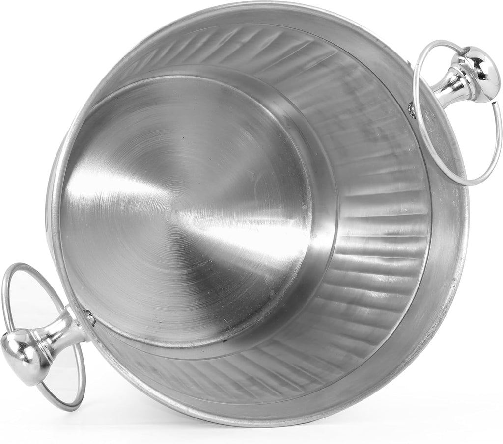 Vertical Striped Nickel Plated Majestic Wine & Ice Bucket with Steel Bucket Stand | Wine Chiller On Stand Kitchenware