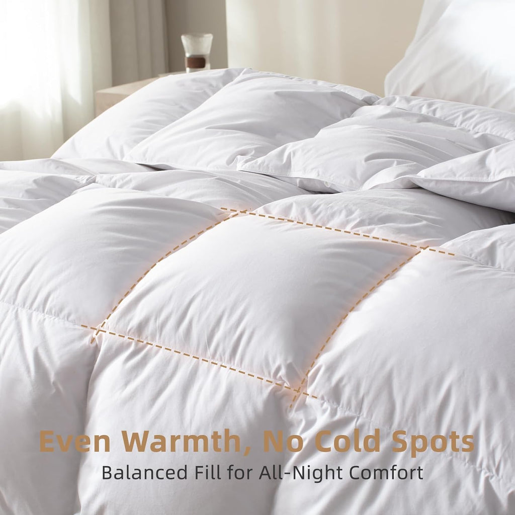 Hungarian Down Feather Fiber Comforter Queen,Hotel Style Bedding Comforter,750+ Fill Power,1200TC,10