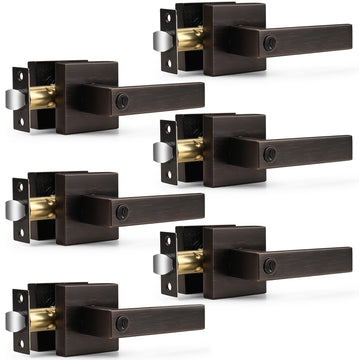 Oil Rubbed Bronze Privacy Door Levers Heavy Duty Lockset for Interior Bedroom/Bathroom, Flat Square Universal Handing