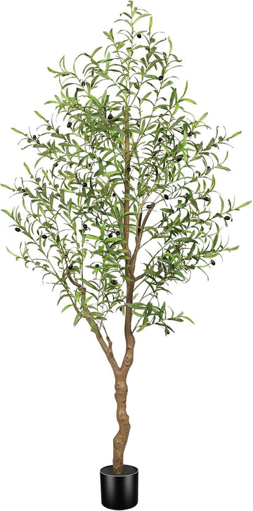 6FT Faux Olive Tree with Natural Textured Trunk & Lifelike Leaves