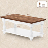 Farmhouse Coffee Table with Storage, Mid Century Coffee Tables