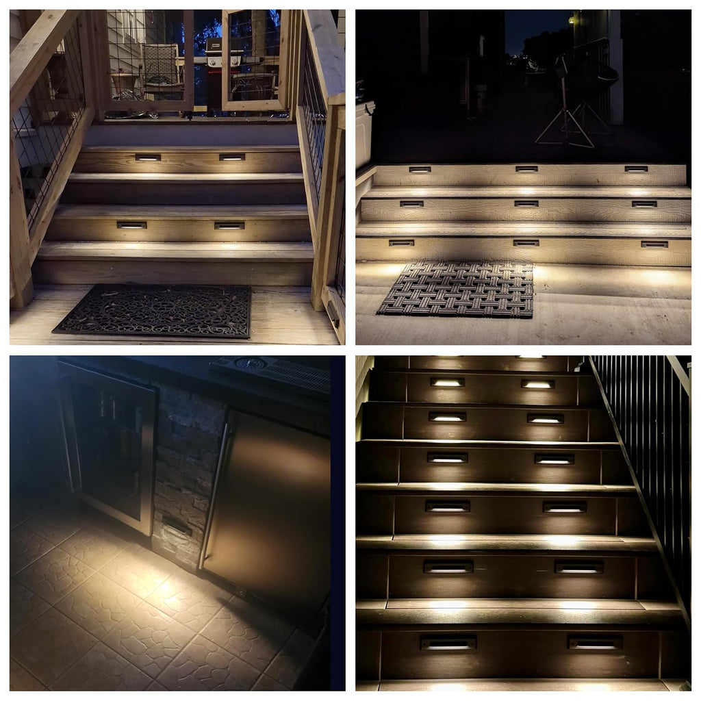 6 Pack LED Low Voltage Linear Step Lights, Landscape Cutoff Stair Riser Light, 2W 9-15V AC/DC 3000K Outdoor