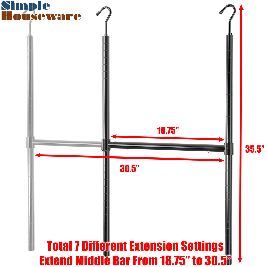 Adjustable Closet Hanging Rod, Black