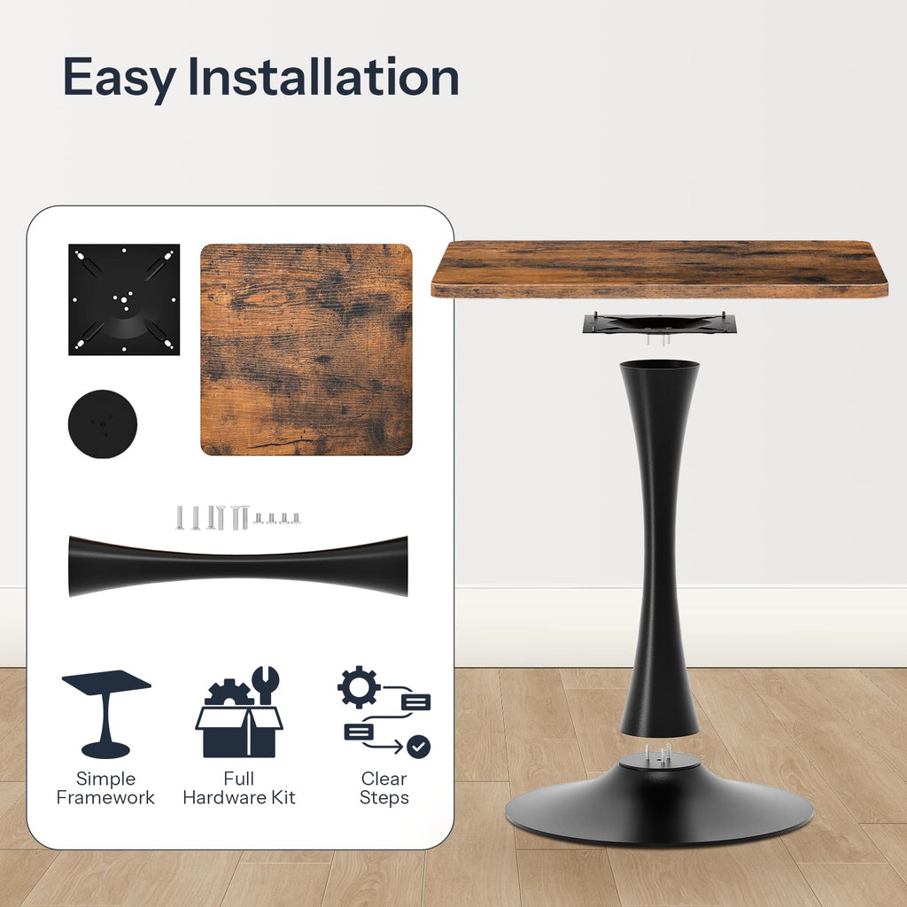 Dining Table, Square Dining Table for 2, 27.6" Dining Room Table for Small Spaces, Tulip Kitchen Table, Anti-Slip