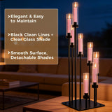 2 Pack Floor Candelabra Centerpieces 8 Arms Floor Candle Holder with Acrylic Shade Pillar, Metal Black Candelabra