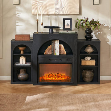 Blake 59" Arched TV Stand for 32/42/55/60/65 Inch TVs, Fireplace Mantel, Modular Side Storage Shelves, Entertainment