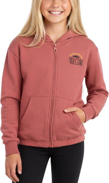 Girls Fleece Zip-Up Graphic Hoodie with Kangaroo Pockets Lightweight