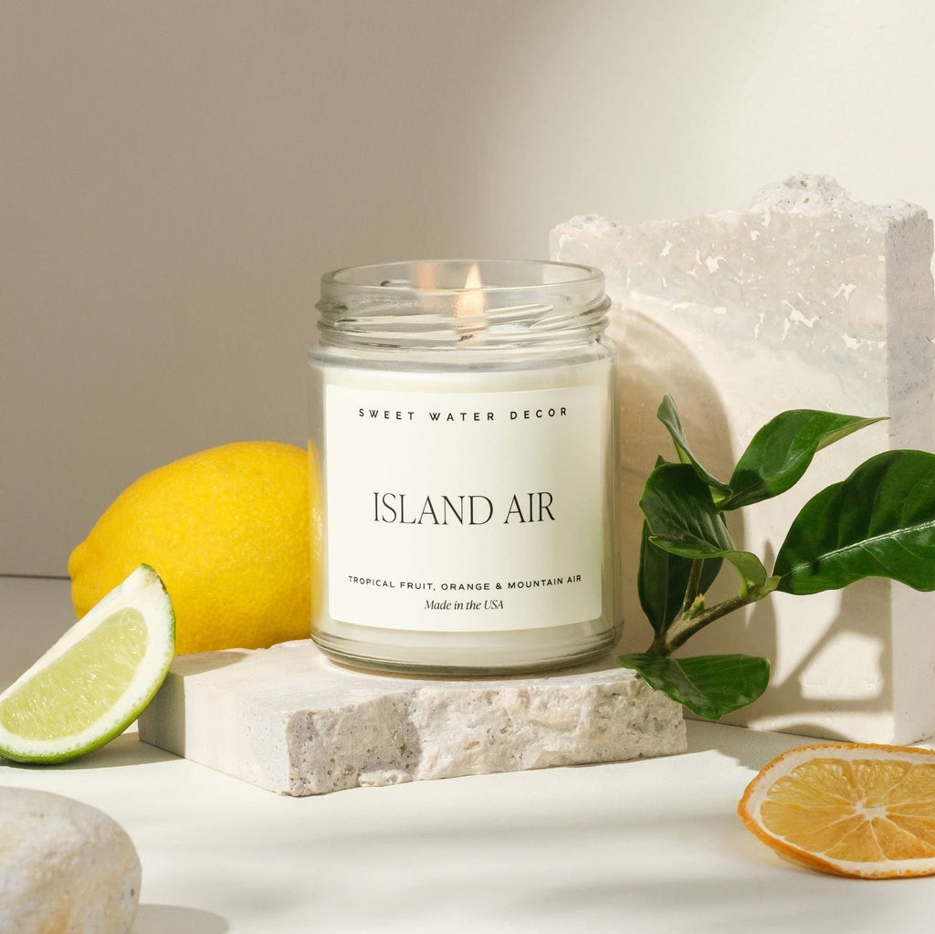 Island Air Candle, 9oz Clear Jar, Tropical Scent