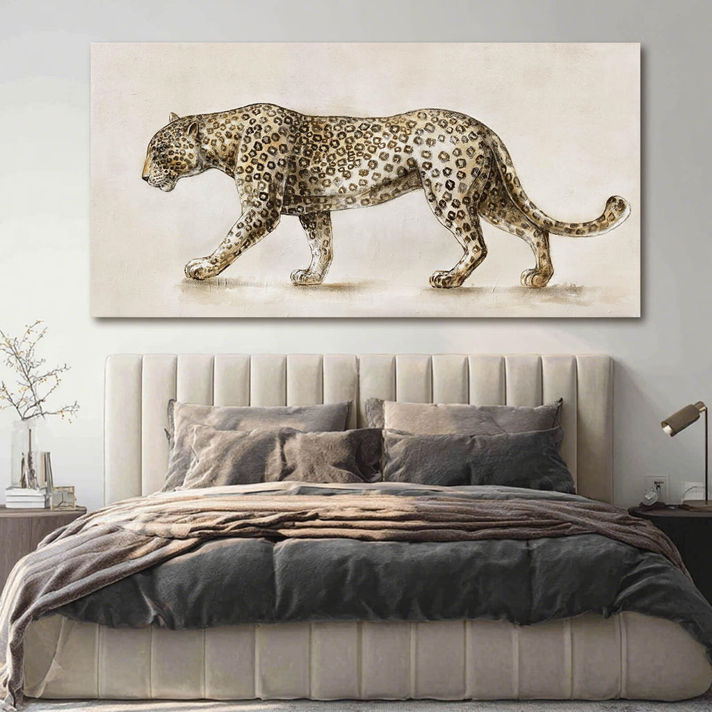 Minimalist Leopard Wall Art Neutral Jungle Animal Canvas Prints Contemporary Home Decor Bedroom Office Decor 24x48