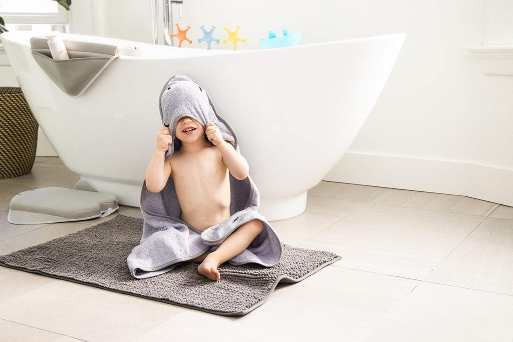 Stingray Kneeler, Elbow Rest & Hooded Towel Bundle, Baby and Toddler Bath Time Must Haves for Parents and Baby, Gray