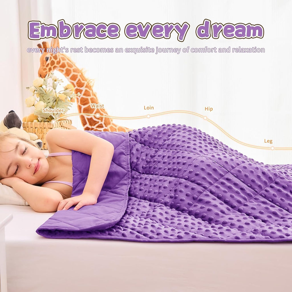 Purple Weighted Blanket 10lbs, 40"x60", Twin Size Breathable Cooling Minky Heavy Throw Blanket for 80-120lbs, Soft