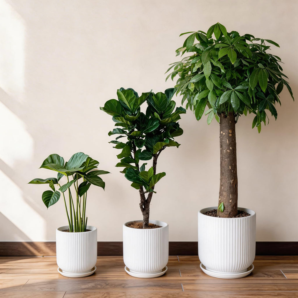 12 Inch Ceramic Pots for Plants, Heavy Plant Pot for Indoor Outdoor Plants, Large Plant Pot with Drainage Hole and