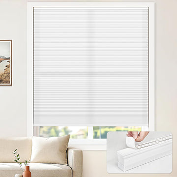 Light Filtering Cellular Shade, White 25" x48" | Foam Adhesive For No Drill Rental Or Screws For Permanent,Cordless