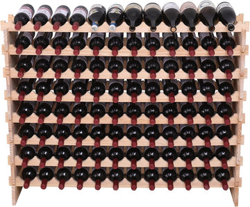 Wooden Stackable Storage Modular Wine Rack cabinet-96bottle Freestanding for Floor Wine Rack