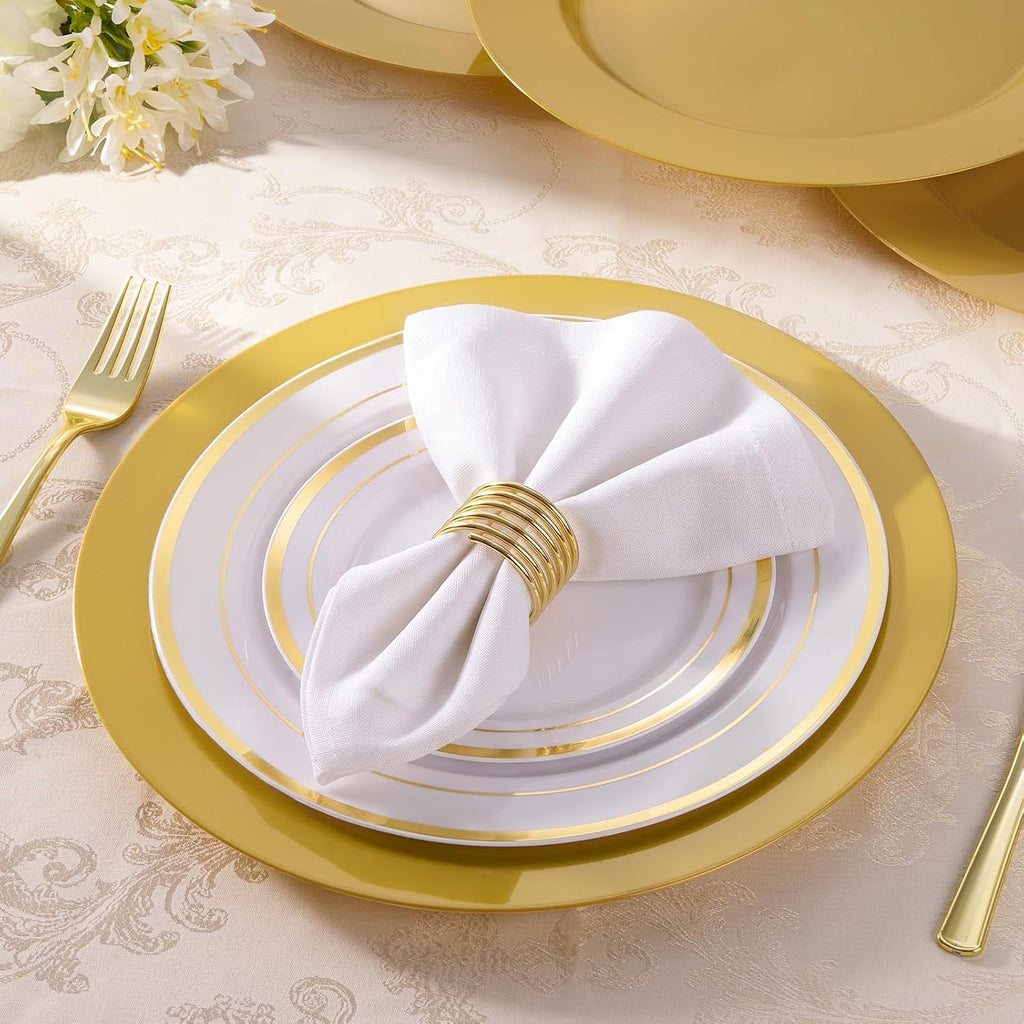 Inch Gold Plastic Charger Plates - Set of 100