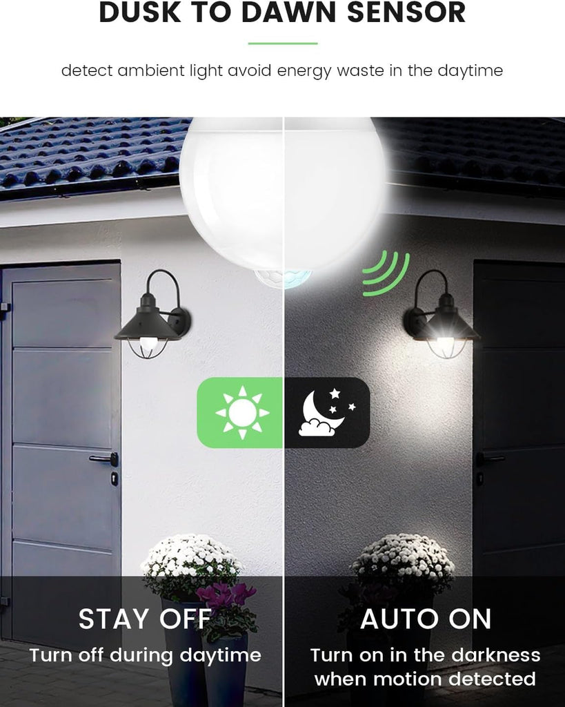 Motion Sensor Light Bulbs, 13W (120-Watt Equivalent) Motion Detector Light Bulb Motion Activated Dusk to Dawn