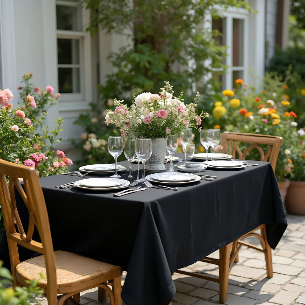 Square Tablecloth, 60 x 60 Inch Table Cloth, Black