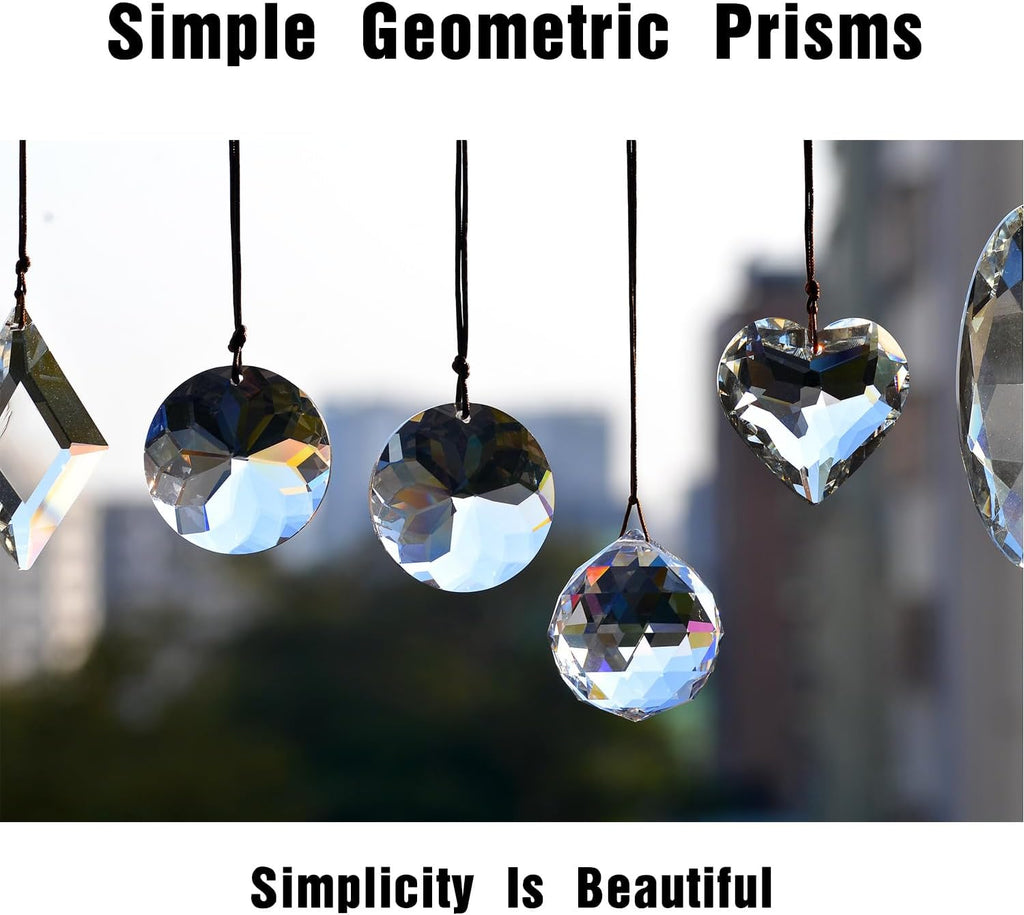 2PCS Ball Crystal Suncatcher Prisms for Windows (Ball Clear) - Clear, K9 Glass, Rainbow Maker, with Hooks & Cord