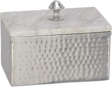 Marble Decorative Jewelry Box Jewelry Organizer with Marble Lid, Jewelry Holder 7" x 5" x 6", Gray