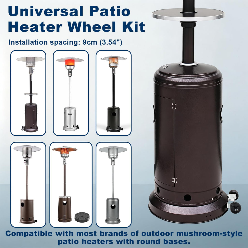 Universal Patio Heater Wheel Kit Propane Heaters, Easy to Move