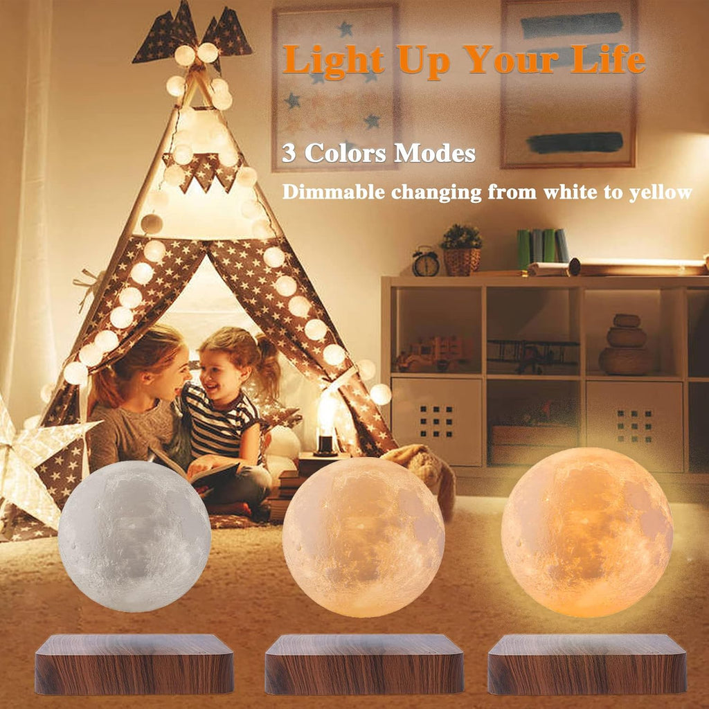 Levitating Moon Lamp, Magnetic Floating Moon Lamp Spinning Luna Night Light with 3 Color Modes, Desk Decor, Bedroom