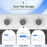 16Lbs Portable Washing Machine, Compact Single Tub Laundry Washer with Spin Dryer, Mini Semi-Automatic Washing Machine
