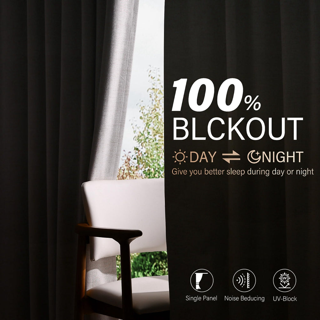 100% Blackout Extra Long Linen Curtains Light Cream 132 Inches Black Out Curtain Neutral 11ft Boho Farmhouse Drapes