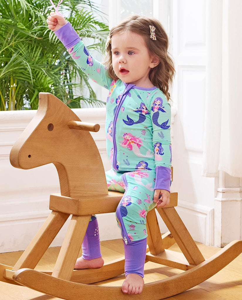 Viscose Derived from Bamboo Baby Footie Pajamas Convertible Sleeper for Baby Girl Zipper Onesie