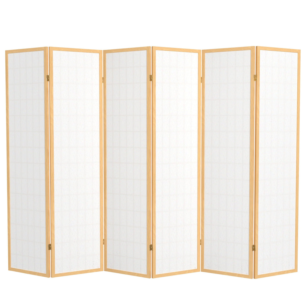 6 ft. Tall Window Pane Shoji Screen - Natural - 6 Panels