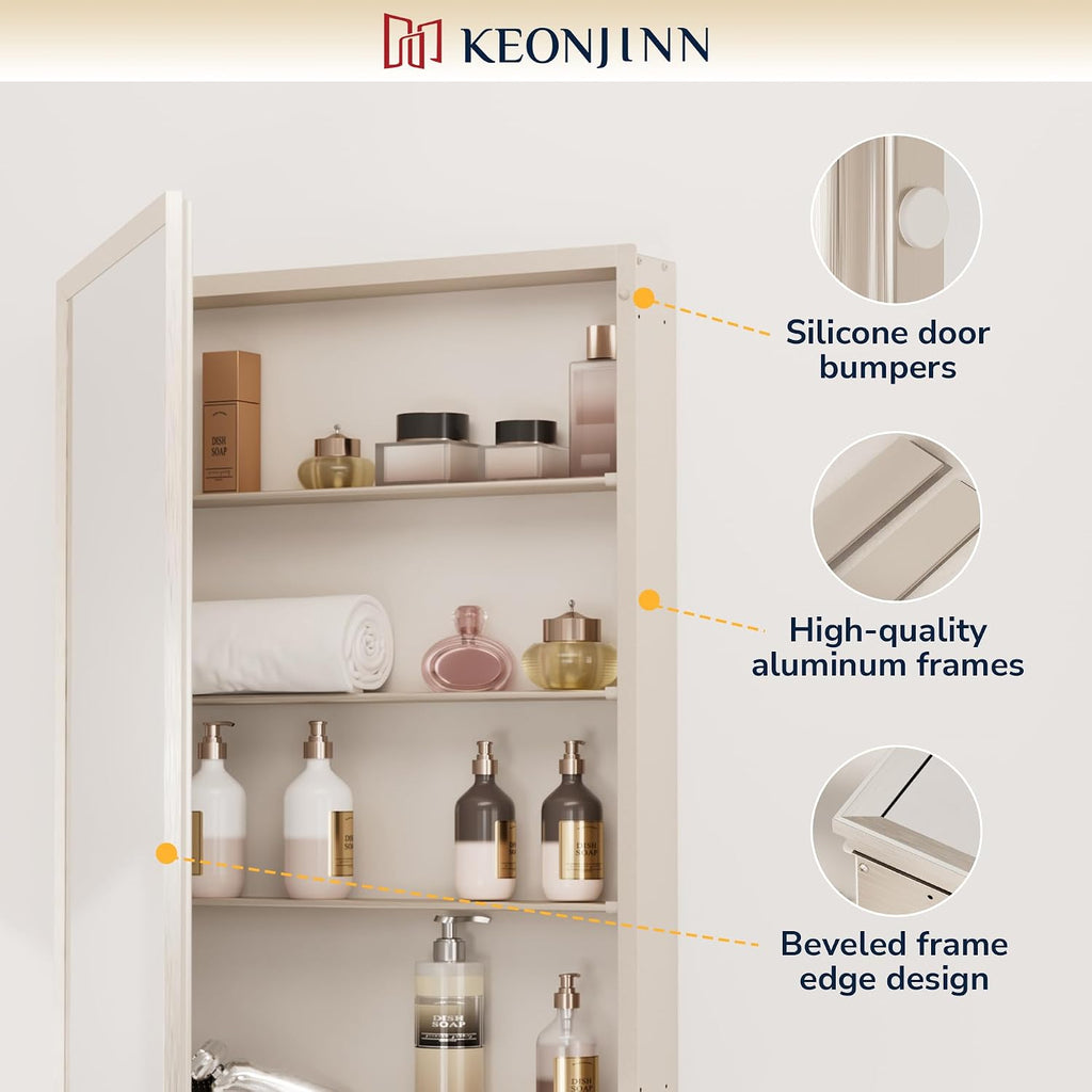 Bathroom Medicine Cabinet with Mirror 20 x 26 Inch, Brushed Nickel | Assembly Needed, Stepless Adjustable Shelves