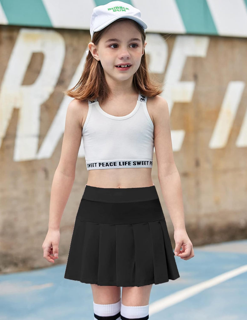 Girls Tennis Skirts with Pockets Kids Athletic Pleated Golf Skorts